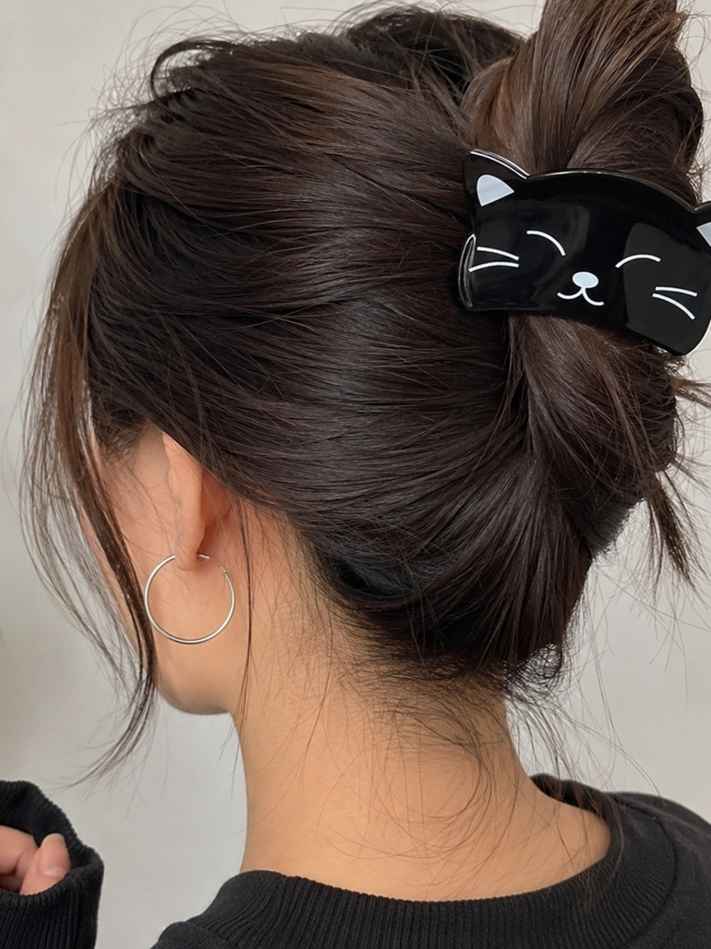 Black Cat Hair Claw Clip New